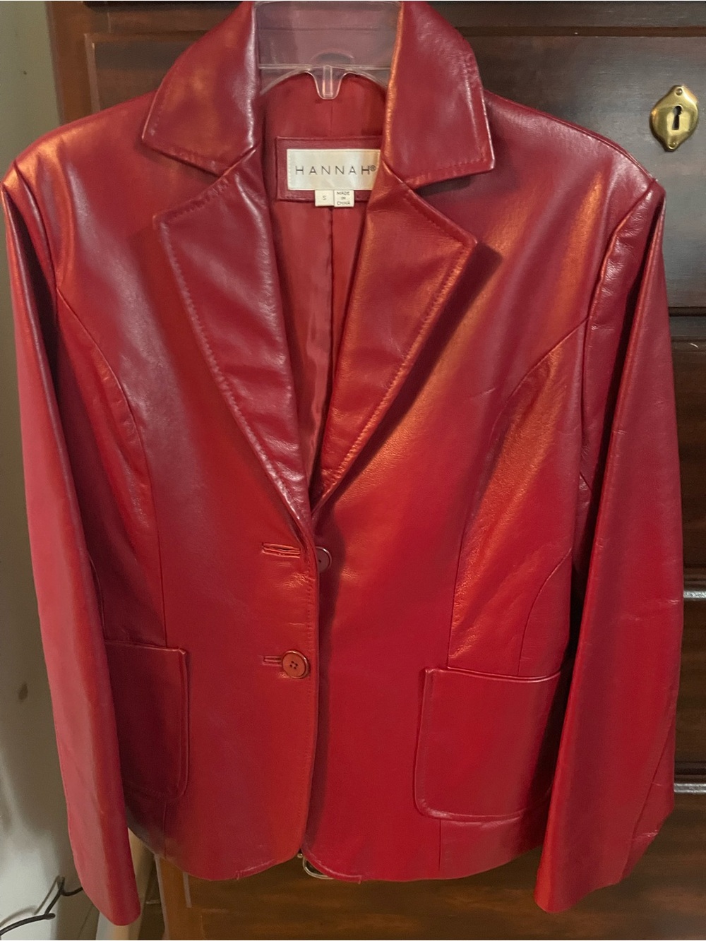 Hannah Red Leather Blazer Jacket